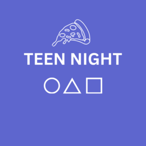 Teen Night with Pizza and Video Game graphics.