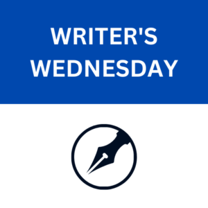 Writers Wednesday with a pen point graphic.