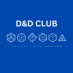 Dungeons and Dragons Club Label with dice.