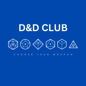 Dungeons and Dragons Club Label with dice.