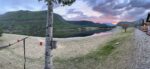 Sunset at Toad River Campground from the view of a hammock. The link takes you to the image page with another link to see the image at full size.